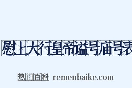 慰上大行皇帝谥号庙号表是什么意思的图片